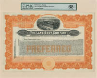 Lang Body Co. PMG graded Specimen Stock Certificate